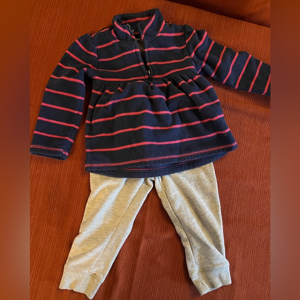 Cozy girls 2T sweat pant and fleece pull over outfit